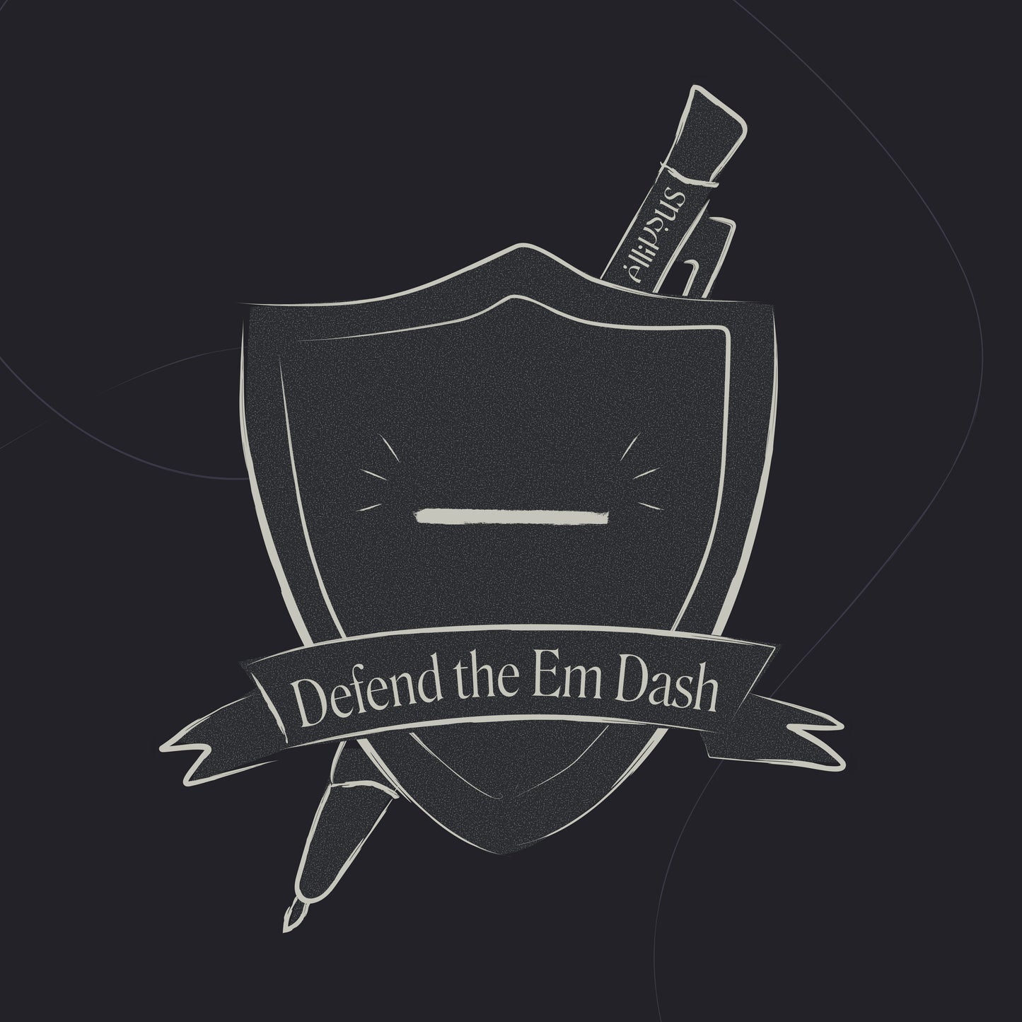 Defend the Em Dash – AEGIS – dark die-cut