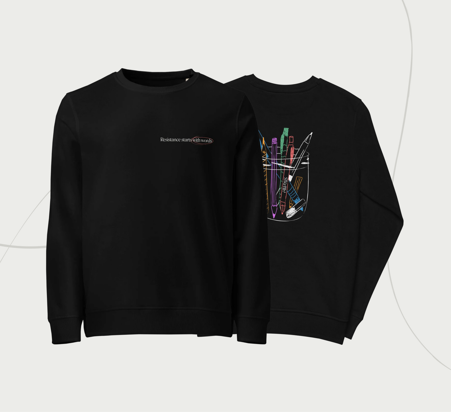 "Resistance starts with words" – organic sweatshirt