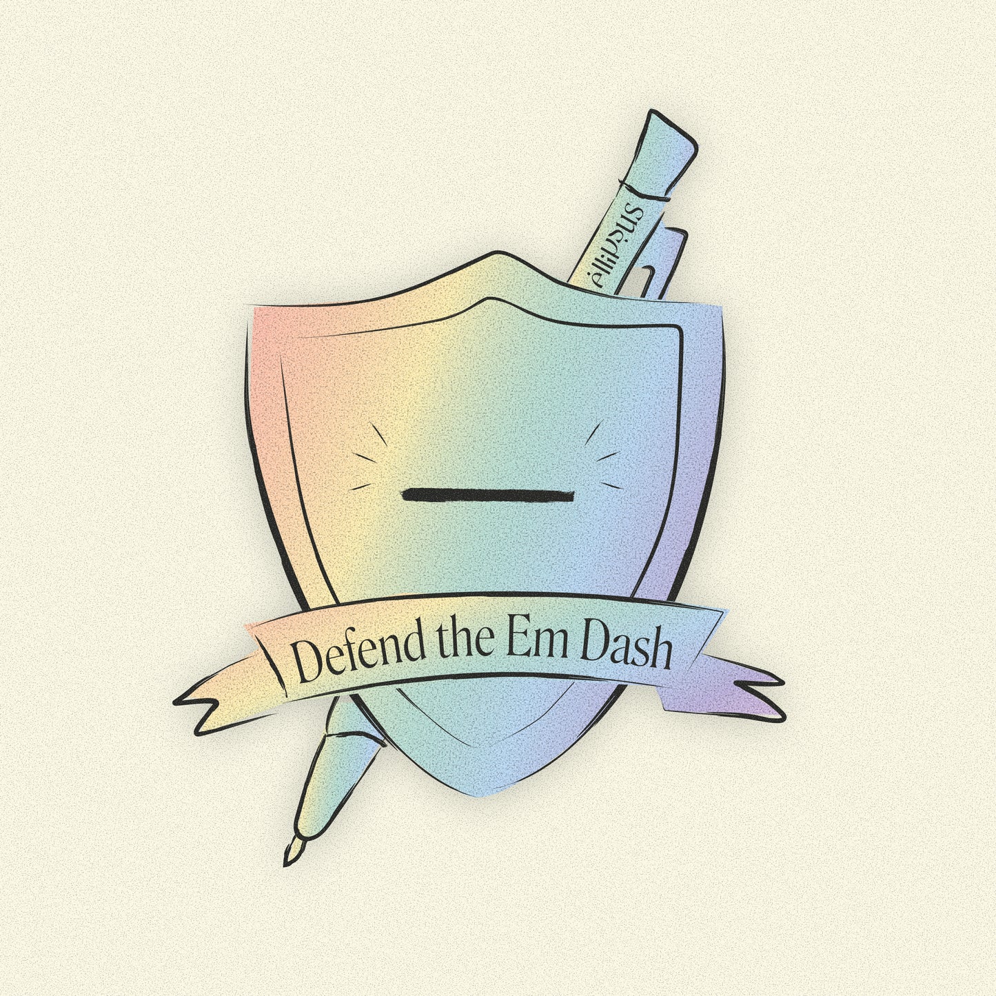 Defend the Em Dash – AEGIS – die cut rainbow